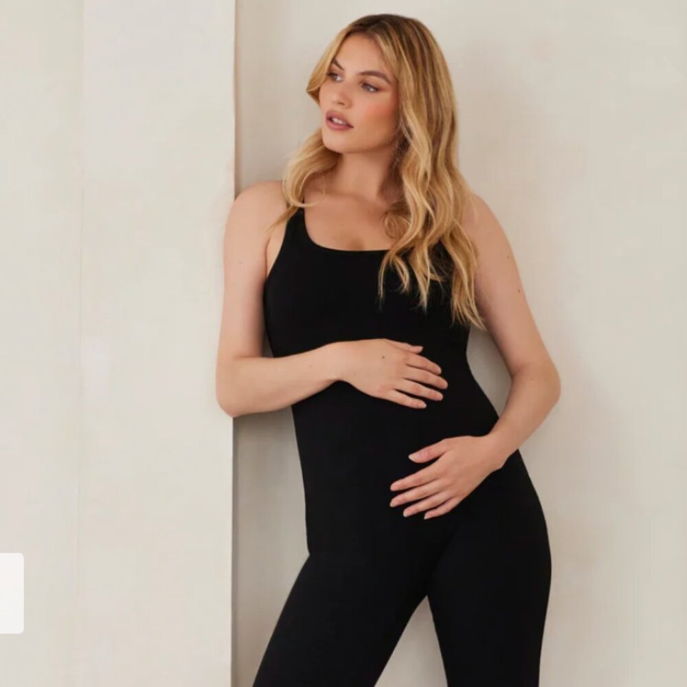 Bumpsuit - Black Sculpting Rib Wide Strap Unitard - Size S NWT